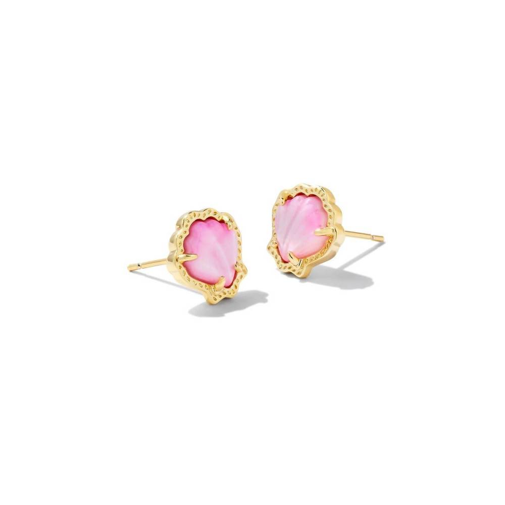 NEW KENDRA SCOTT women's brynne shell stud earrings in gold blush ivory mother o